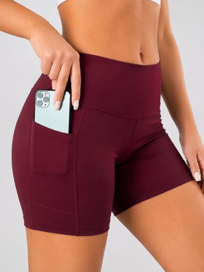 SparkNine Ease short - met handige zakken - XL - rood - korte broek - hoge taille - slim fit - ademend - sportshort