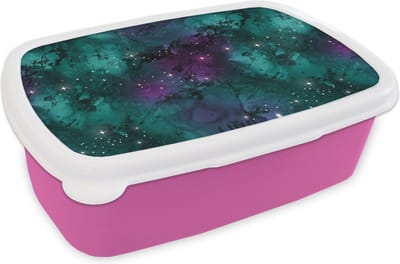 Broodtrommel Roze - Lunchbox - Brooddoos - Ruimte - Marmer - Verf - Patroon - 18x12x6 cm - Kinderen - Meisje