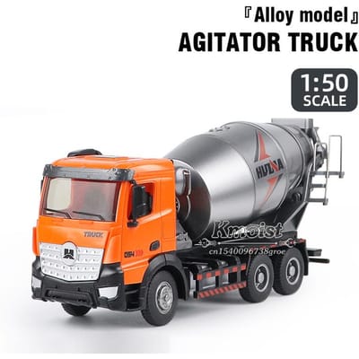 Huina 1737 1/50 Semi-Legering Spuitgiet Betonmixer Vrachtwagen Statisch Model Simulatie Techniek Constructie Cement Voertuig Speelgoed