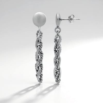 Cavill - Zilveren Oorbellen - 925 Sterling Zilver Geplatineerd - Elegante Langwerpige Bali Barong Oorhangers - Gevlochten Design 42 mm
