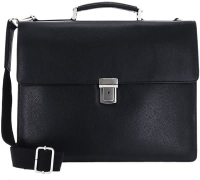 LEONHARD HEYDEN Leren aktetas business tas met laptopvak Berlin Aktenmappe 2 Fächer 7342 Schwarz zwart