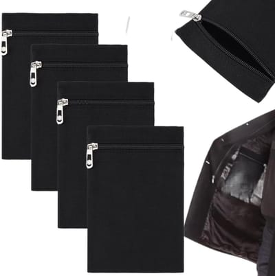 Binnenzak In De Jas - 4 stuks - Naaibare Zak met Rits voor Kleding - Verborgen Binnenzak In De Jas - Anti-Diefstal en Verborgen - Ideaal voor Reizen - Interne Zak voor Kleding met Rits - voor jassen, sweatshirts, Mantels - zwart