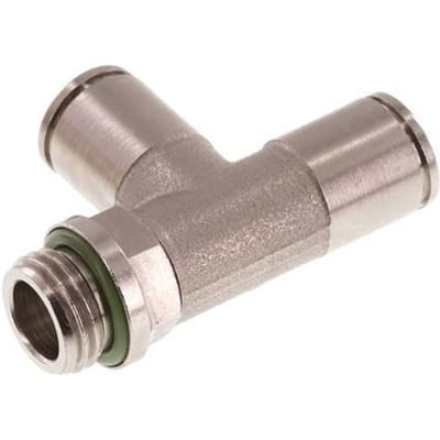 8mm x G1/4'' rechte hoek T-stuk Messing Insteekfitting Buitendraad Draaibaar FKM