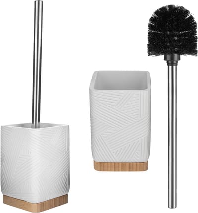 KADAX Toiletborstelset, vierkant, wit, toiletborstel met houder, zonder boren