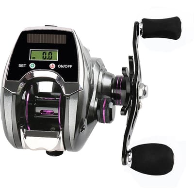 6+1BB 8.0:1 Ratio Digitale Display Baitcasting Reel met Lijnteller Zonne-energie Oplaadsysteem Hoog Right Hand