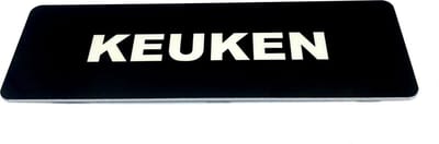 Deurbordje met tekst Keuken - 150 x 50 mm (incl. dubbelzijdige tape) - zwart / wit | Geborstelde RVS-look toplaag | Gratis Verzending