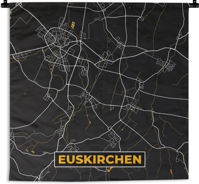 Wandkleed - Wanddoek - Goud – Duitsland – Plattegrond – Gold – Stadskaart – Kaart – Euskirchen - 180x180 cm - Wandtapijt