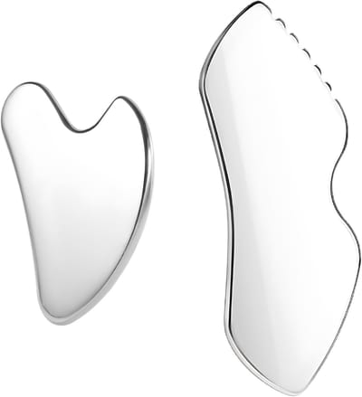 Gua Sha Set van RVS – Glad Scraper en Lipvormige Tools voor Gezichtsmassage en Lichaamsverzorging, Perfect voor Huidverjonging en Ontspanning