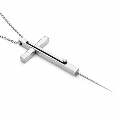 Daity 1 Stuk - Zelfverdedigingskruishanger, 21 inch ketting, roestvrijstalen verborgen beschermingsmiddel met veiligheidsslot