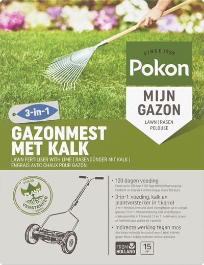 Pokon Gazonmest met Kalk - 1kg - Mest  - Geschikt voor 15m² - 120 dagen voeding