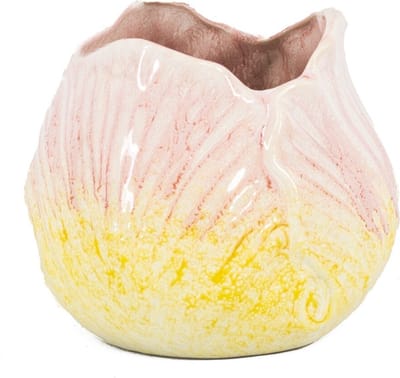 HomeBound by KY | Aardewerk vaas tulp roze | 12,7x12,5x11cm | bloemenvaas keramiek bloem roze