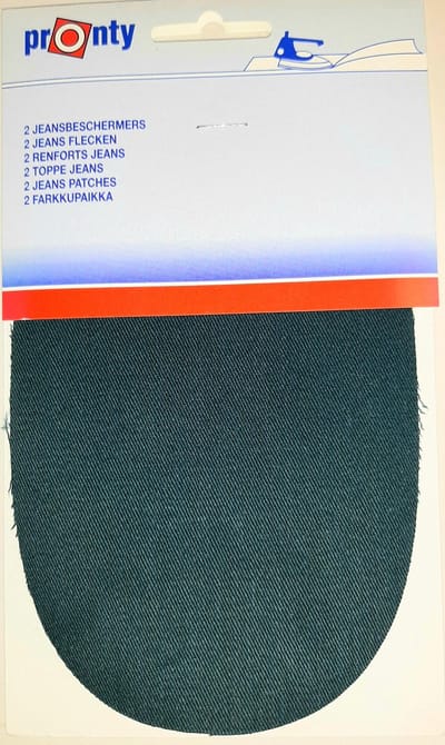 Pronty - 2 jeansbeschermers groen - opstrijkbare kniestukken / elleboogstukken - knielap - patch ovaal - 100% katoen keperkatoen - donkergroen - opstrijkbaar