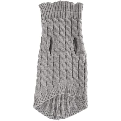 Hondentrui Kabelgebreid Hoge Hals Effen Kleur Hond Gebreide Pullover Warme Kleding Zacht Breiwerk voor M(for 4-6.5kg) gray
