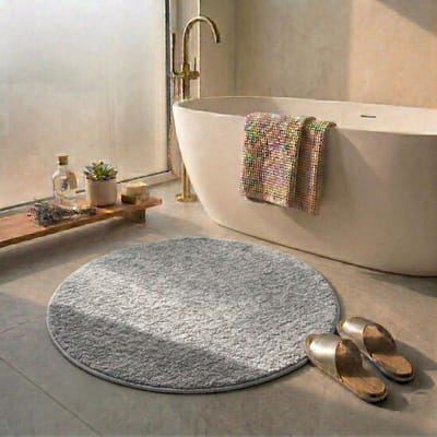 FLOORDIREKT Sky Badmat - Ronde Baddeken - Dichte, Pluizige Feel-Good Factor voor je huis - Antislip & Wasbare - Getest op Schadelijke Stoffen - Diameter : 95 cm - Wit