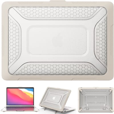 Turtle Shift Laptopcover Shield geschikt voor MacBook Air 13' inch - 2020 en 2018 - A2337 / A2179 / A1932 - Beige