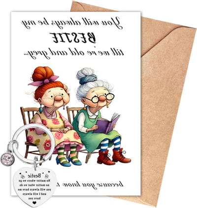 Vrolijke Verjaardagskaart voor Vrouwen met Hart Sleutelhanger, Perfect Cadeau voor Vriendin, Collega of Feestdagen zoals Kerst en Valentijn