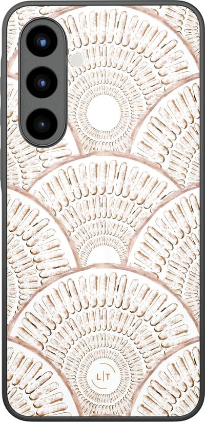 Hoesje geschikt voor Samsung Galaxy A57 - Boho mosaic - Luxe Glazen Hardcase - Print / Illustratie - Bruin