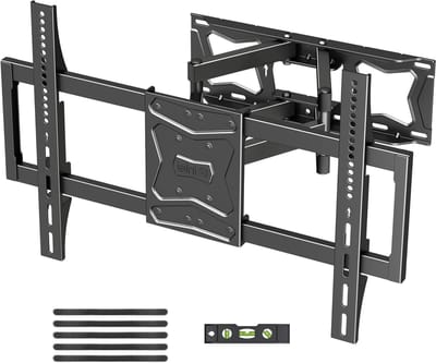 Ultraplatte tv-muurbeugel voor 37-86 inch flatscreen en gebogen tv's tot 60 kg, zwenk- en kantelbaar met 6 scharnierende armen, VESA 600 x 400 mm, ideaal voor woonkamer en thuisbioscoop