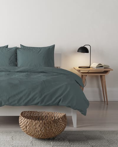 Mistral Home - DEKBEDOVERTREK - gewassen katoen - 140 x 200 cm + 65 x 65 cm - eenpersoons - bicolor - groen