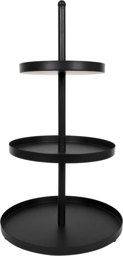 Cookinglife Etagère Metaal Zwart – Ø 20, 25 & 30 cm – 3-Laags – 55 cm Hoog – Strak Zwart Design – Robuust Metalen Frame – Geschikt voor Moderne Tafelstyling – Voor Borrelhapjes, Gebak of Decoratief Serveren