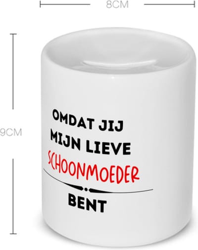 Akyol - omdat jij mijn lieve schoonmoeder bent Spaarpot - Schoonmoeder - de liefste schoonmoeder - moeder cadeautjes - moederdag - verjaardag - geschenk - kado - 350 ML inhoud