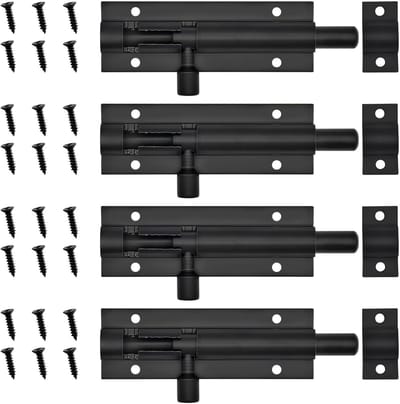 Set van 4 Deurbouten met Schroeven voor Interne Deuren in Slaapkamers, Badkamers en Opslagruimtes - 3 Inch, Zwart