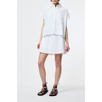 French Connection Ariette Linen Shorts Slv Shirt Linen White Taglia: 8 | Magliette intime Outlet | Donna | Bianco