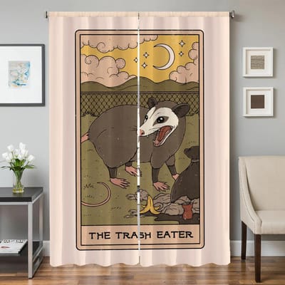 Raam Keukengordijnen voor Woonkamer 2 Stuks Verduisterende Gordijnen Deurgordijn Wasbeer Tarot Scheidingswand Slaapkamer Decoratie Schaduw W50xH70cmx2pcs-CL beige
