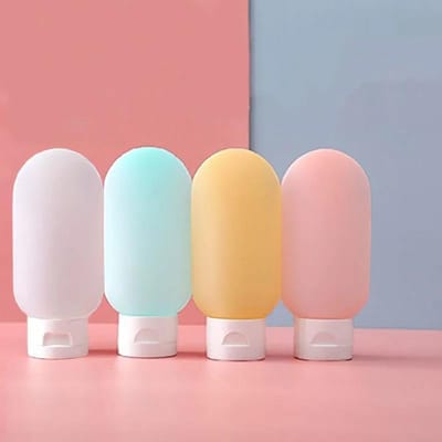 4 Stuks/Set Navulbare Fles 60ml Zachte Siliconen Lotion Container Knijptube Lege Fles Draagbare Reis Shampoo Fles 60ml beige