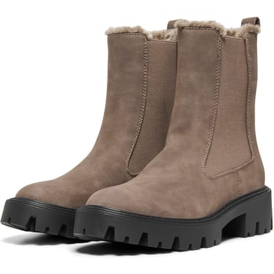 ENKEL BETTY-9 WARM VOERING Polyurethaan Dames Bruin Stone Hak Enkellaarsjes