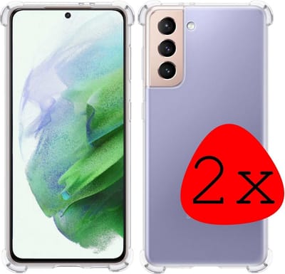 Hoesje 2 Stuks - Geschikt voor Samsung Galaxy S21 - Sterk & Shockproof - Siliconen Case - Back Cover - Telefoon Hoes Shock Proof - Transparant