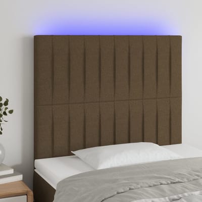 vidaXL - Hoofdbord - LED - 90x5x118/128 - cm - stof - donkerbruin
