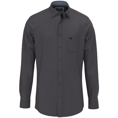 Fynch-Hatton Overhemd Mini Houndstooth Flanel Button-Down Charcoal / male
