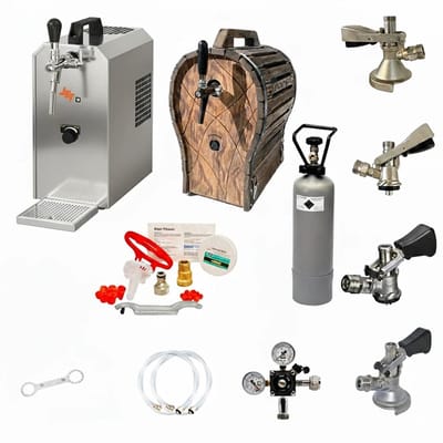 Kompleet Biertap JET 30 Set - Droogkoeler 35 l/uur met Houten Vat, Reinigingsset & Alle Fustkoppelingen