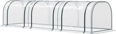 Killogood Mini Tuinkas mini tunnelkas tomatenkas 3.5L x 1l x 0.8H m Staal PVC Hoge dichtheid Anti-UV 3 ramen met ritssluiting oprolbaar Groen en Transparant