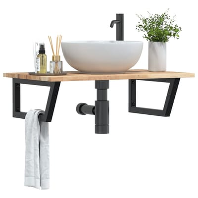 vidaXL - Badkamer - wandschap - staal - en - massief - acaciahout