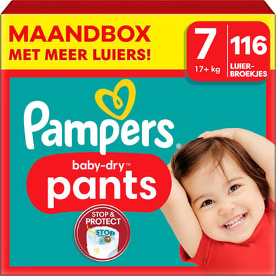 Pampers Baby-Dry Pants luierbroekjes - Maat 7 (15+kg) - 116 stuks (4x29 luiers) - Voorkomt lekken - Dubbele beschermrandjes - Absorberende kern