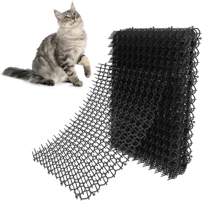 Set van 10 Stuks - 34 x 42 cm - Anti Katten Mat - Katten Afweermatten - Anti Krab - Katten Verjager voor de Tuin - Gestreept Gaas - Buitenmat tegen Stekels - Kunststof - Kattenschrik voor Buiten en Binnen - Zwart
