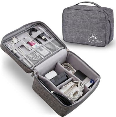 Techidna® - Kabel organiser tas - Grijs - Compact design - Waterafstotend - Geschikt voor elektronische accessoires