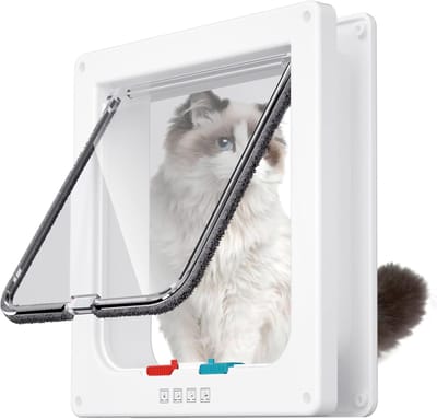 PLAY IT Kattenluik met Tunnel Wit 20x19x5.5cm - 4 Vergrendelingsstanden