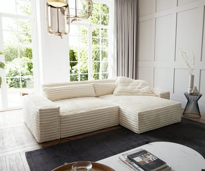 Hoekbank Sirpio XL 270x170 cm Pluche Koord Beige Recamiere Variabel