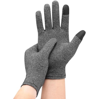 Gants d'arthrite à doigt complet, gants de sport à écran tactile pour l'arthrite, soutien des mains, soulagement des douleurs articulaires M gray