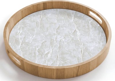 Dienblad rond 40x40 cm - Schootdienblad hout - Oppervlakte - Textuur - Grijs - Borrelplank rechthoek - Plateau houten dienbladen