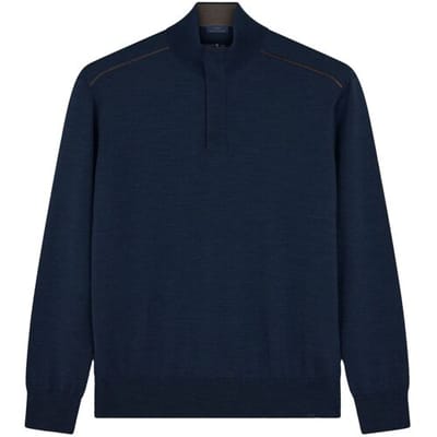 Paul & Shark Trui Shark Tag Merino Extrafine Half Zip Donker Blauw / male