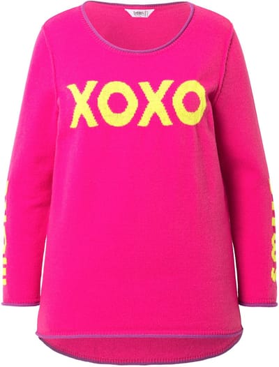 Angel of Style - Dames - Trui straight fit statement open afgewerkt - Neon bes - Maat 42+