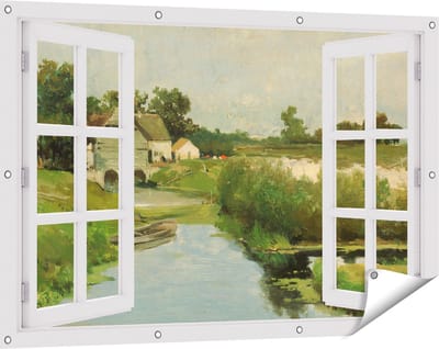 Gards Tuinposter Doorkijk Zomerdag - Johan Hendrik Weissenbruch - 120x80 cm - Tuindoek - Tuindecoratie - Wanddecoratie buiten - Tuinschilderij