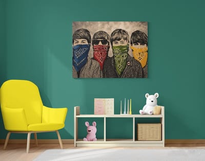 Modern Canvas Schilderij Beatles Band Portret – Pop Art Wanddecoratie 100x75 cm