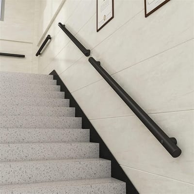 Trap leuning - Muursteun Reling - Veilig traplopen - Massief roestvrij staal - 300 cm - Zwart