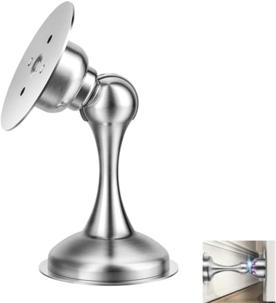 1 stuk - Magnetische deurstopper - Deurstopper van roestvrij staal - Sterke magnetische deurstopper voor slaapkamerdeuren - Robuuste deurstopperbeugel - Deurstopper zonder boren - Magnetische deurstopper voor wand- en vloermontage (zilver)
