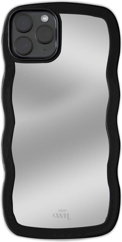 xoxo Wildhearts Wavy mirror case Black telefoonhoesje - Geschikt voor iPhone 11 Pro - Golvend spiegelhoesje - Wolken hoesje - Schokbestendig - Cloud case - Silicone case met spiegel - Zwart